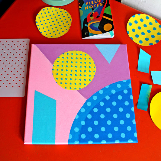 Abstract 5 Dots & Loops Painting on Canvas