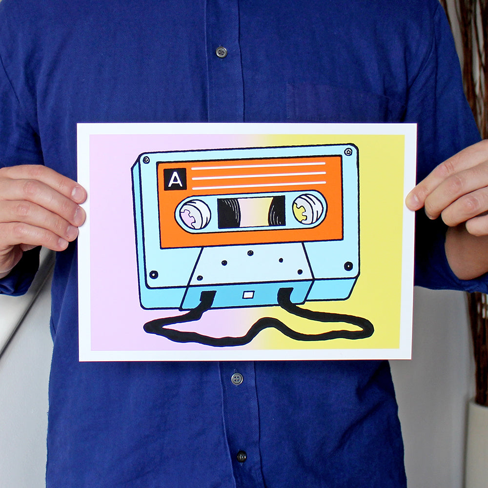 Retro Cassette Pop Art Print - Two Sizes Available
