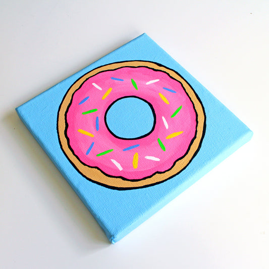 Donut Pop Art Painting On Square Canvas