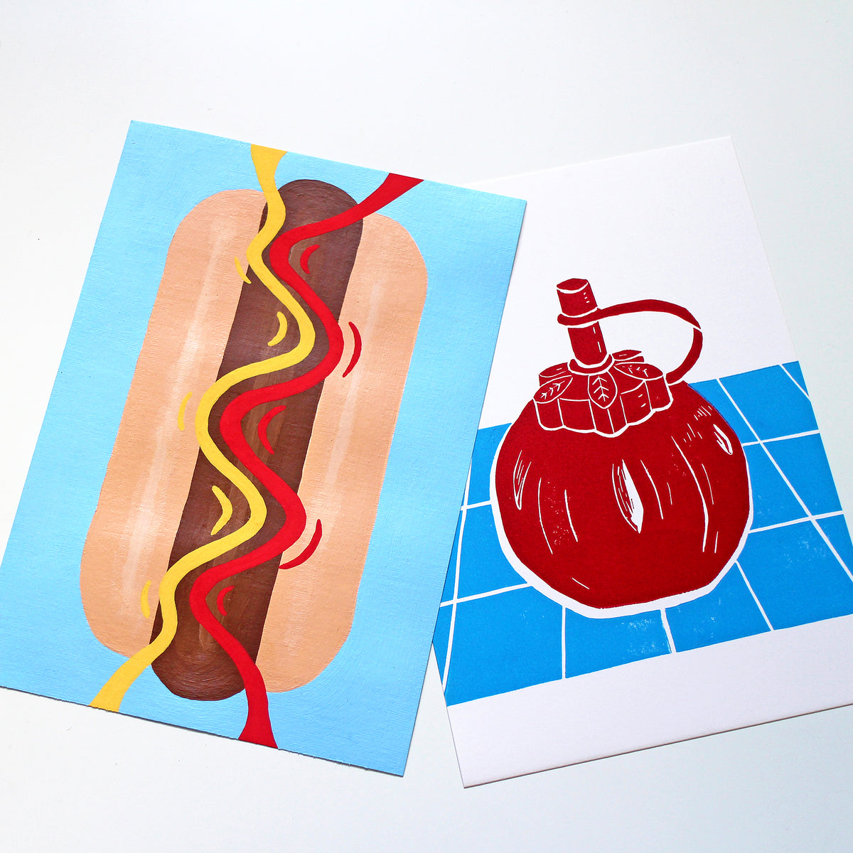 Hot Dog Pop Art Painting on A5 Paper