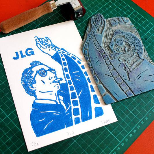 Jean-Luc Godard Handmade Linocut Print