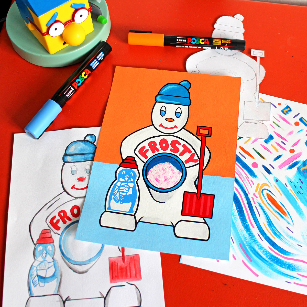 Mr Frosty Ice Drinks Maker Pop Art Painting on A5 Paper