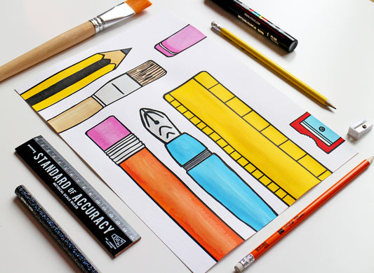 Stationery Set Pop Art Painting on A4 Paper