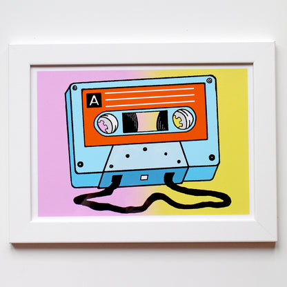 Retro Cassette Pop Art Print - Two Sizes Available