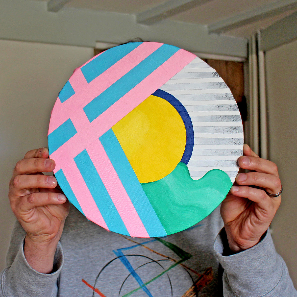 Abstract Circle #1, Painting on Round Canvas