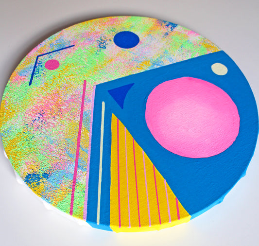 Abstract Circle #2, Abstract Painting on Round Canvas