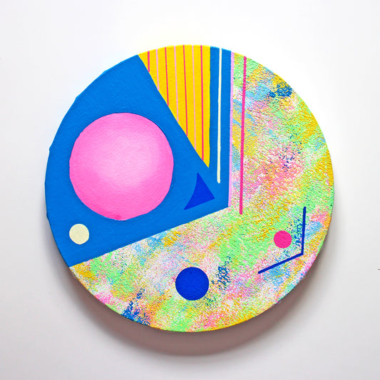 Abstract Circle #2, Abstract Painting on Round Canvas