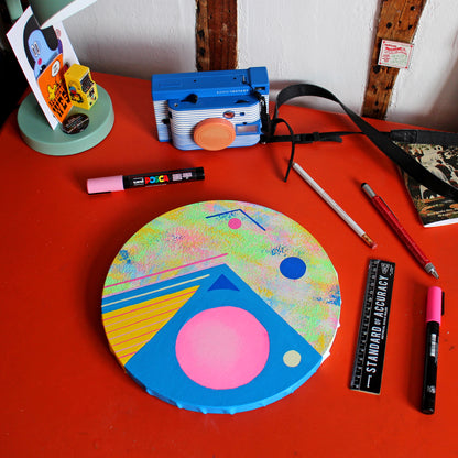 Abstract Circle #2, Abstract Painting on Round Canvas