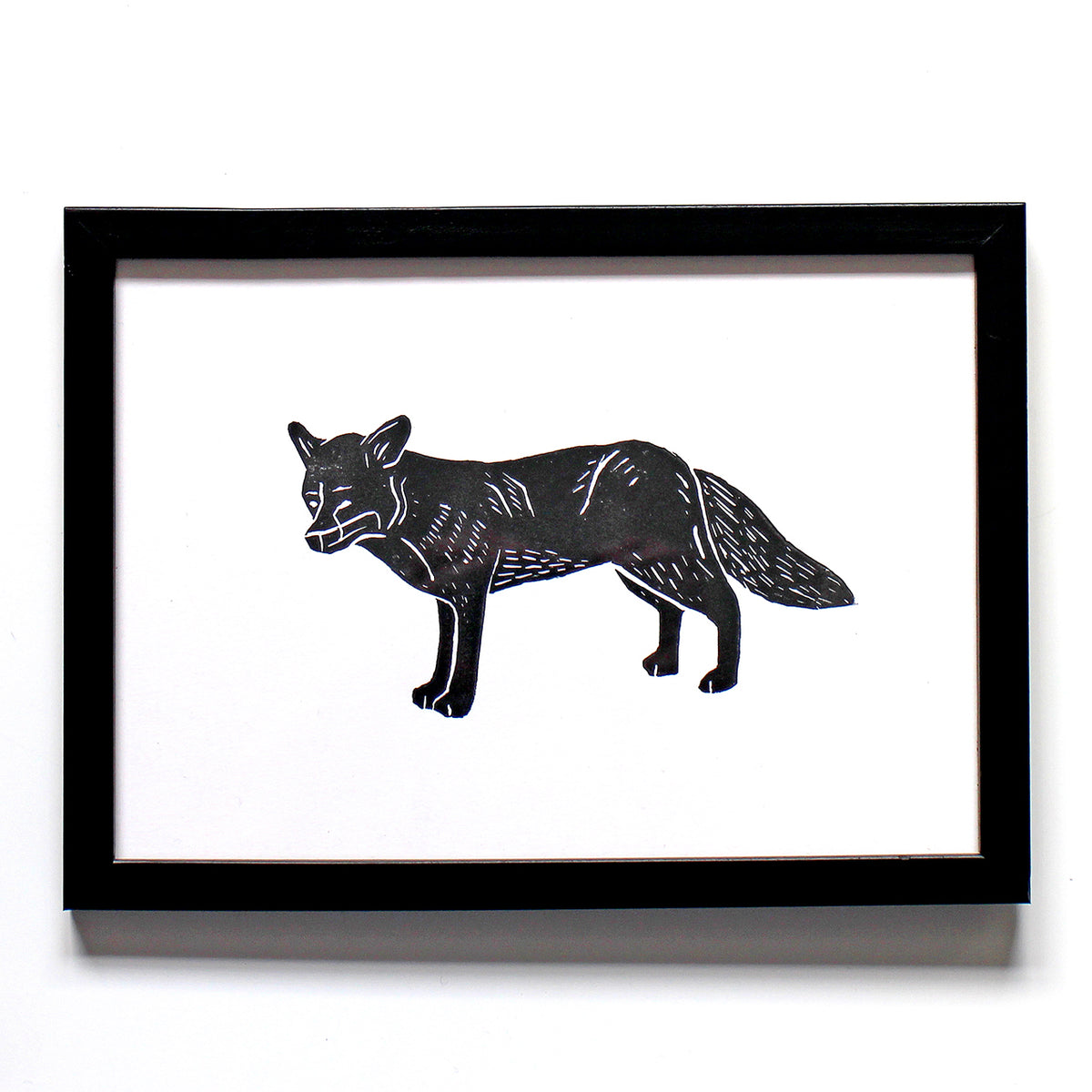 Fox A5 Linocut Print in Black