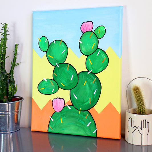 Cactus Number Three Pop Art Painting on Canvas