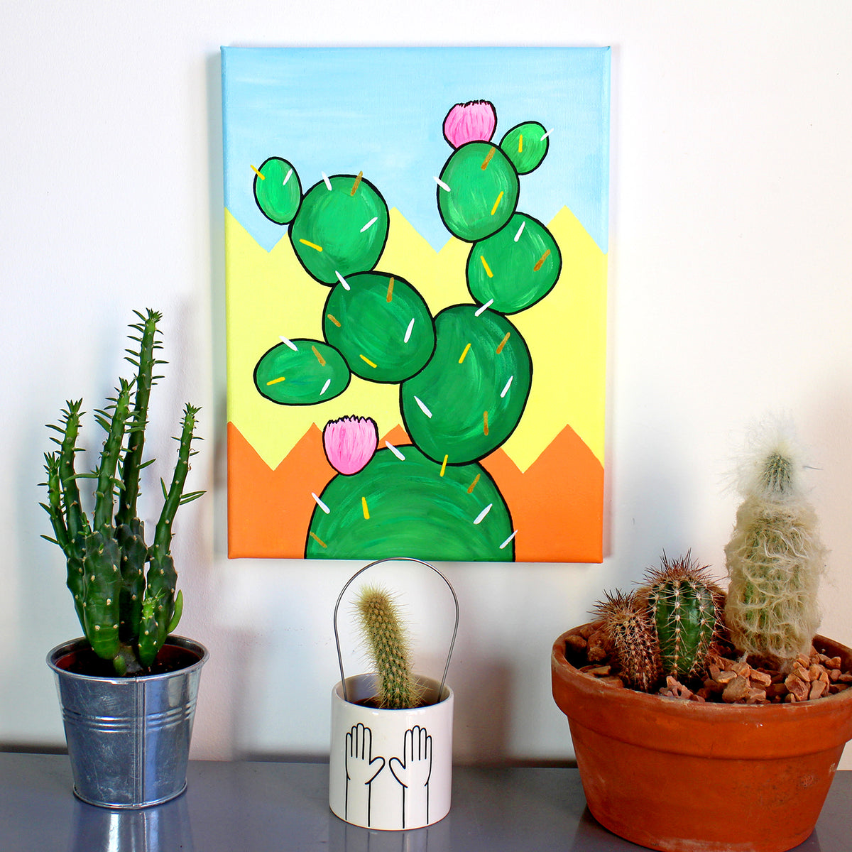 Cactus Number Three Pop Art Painting on Canvas