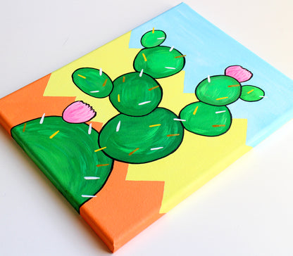 Cactus Number Three Pop Art Painting on Canvas
