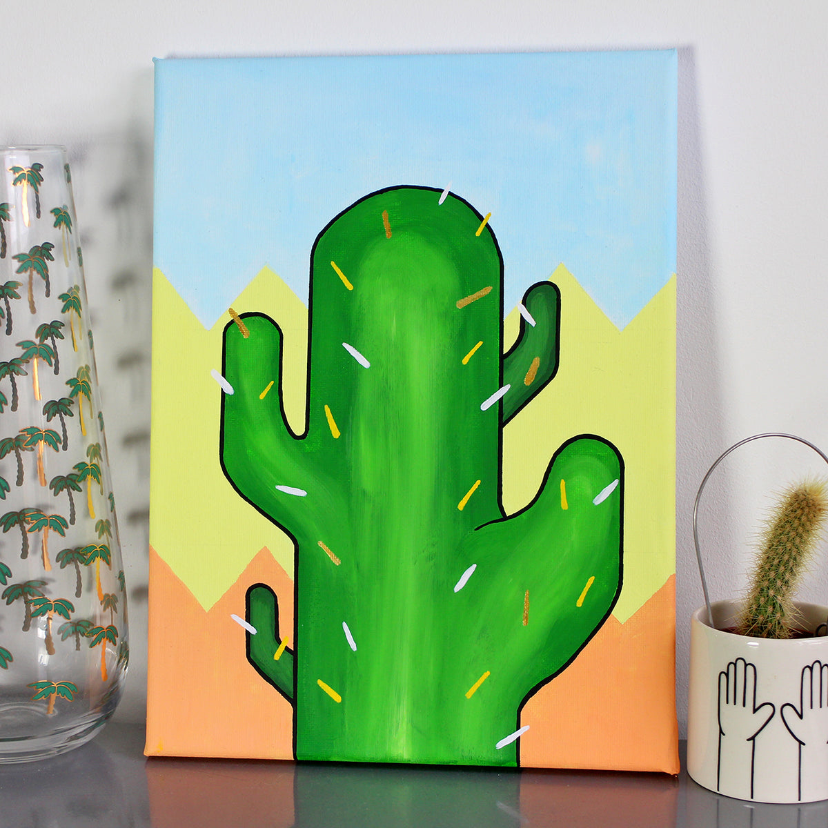 Cactus Number Two Pop Art Painting on Canvas