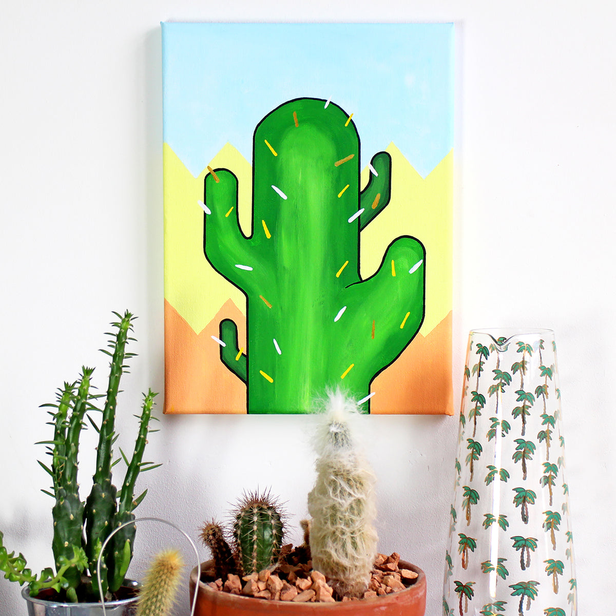 Cactus Number Two Pop Art Painting on Canvas