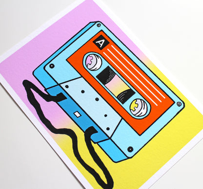 Retro Cassette Pop Art Print - Two Sizes Available