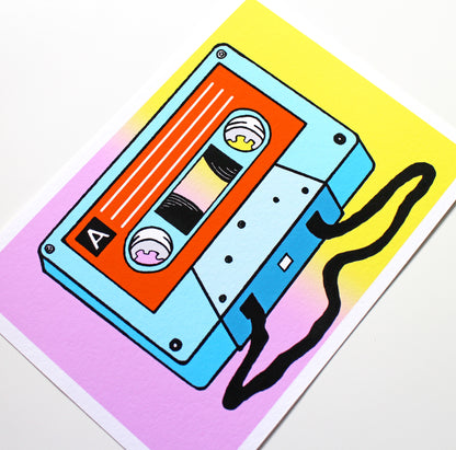 Retro Cassette Pop Art Print - Two Sizes Available