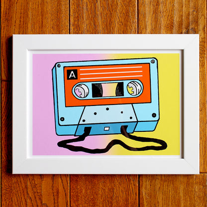 Retro Cassette Pop Art Print - Two Sizes Available