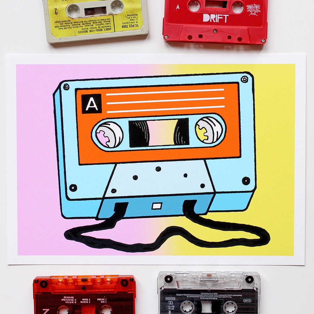 Retro Cassette Pop Art Print - Two Sizes Available