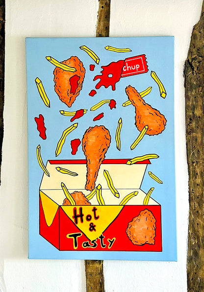 Chicken and Chips Pop Art Painting On Canvas