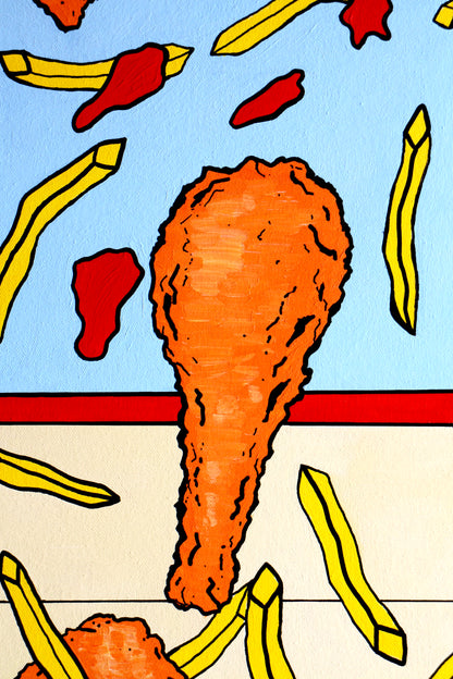 Chicken and Chips Pop Art Painting On Canvas