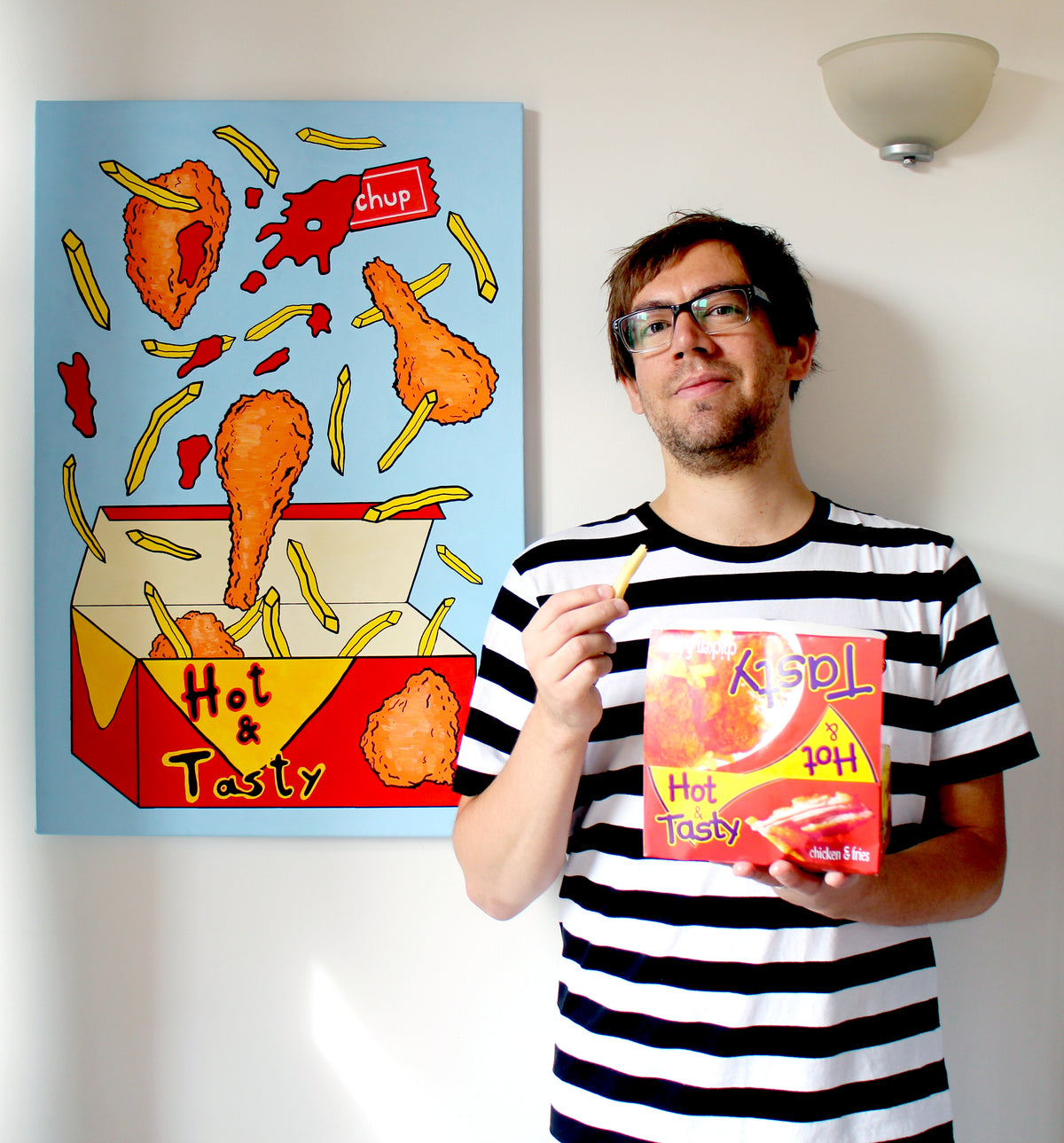 Chicken and Chips Pop Art Painting On Canvas