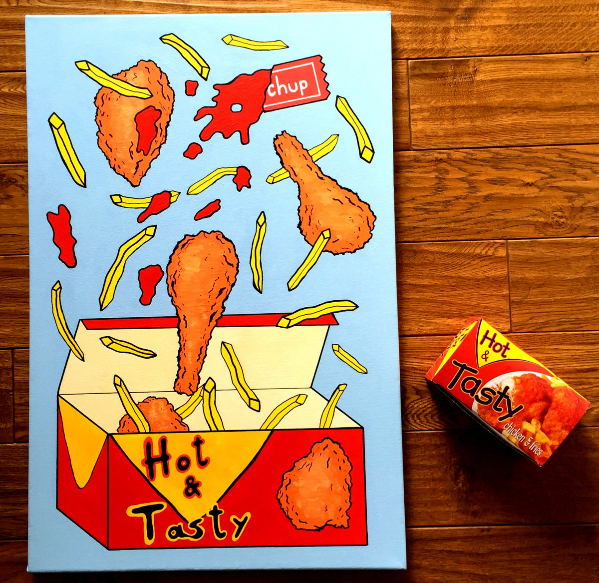 Chicken and Chips Pop Art Painting On Canvas