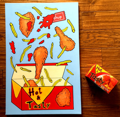 Chicken and Chips Pop Art Painting On Canvas