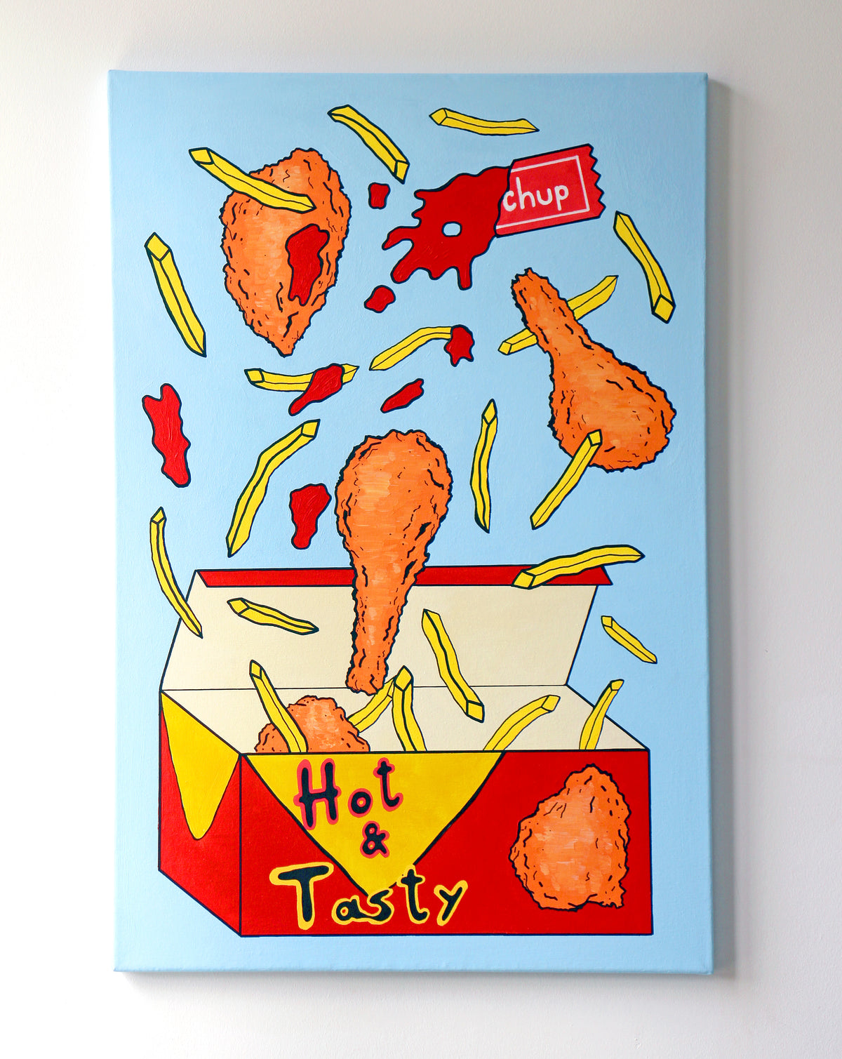Chicken and Chips Pop Art Painting On Canvas