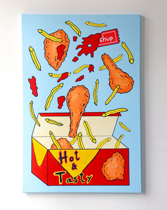 Chicken and Chips Pop Art Painting On Canvas