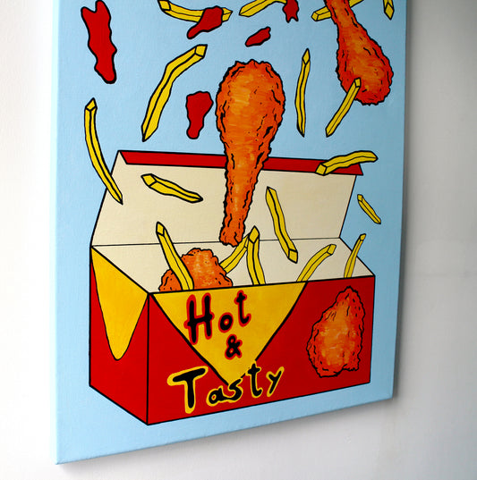 Chicken and Chips Pop Art Painting On Canvas