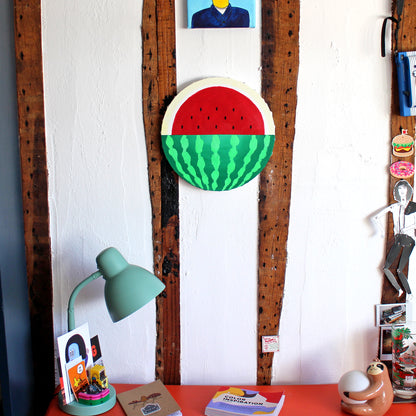Watermelon Pop Art Painting on Circular Canvas