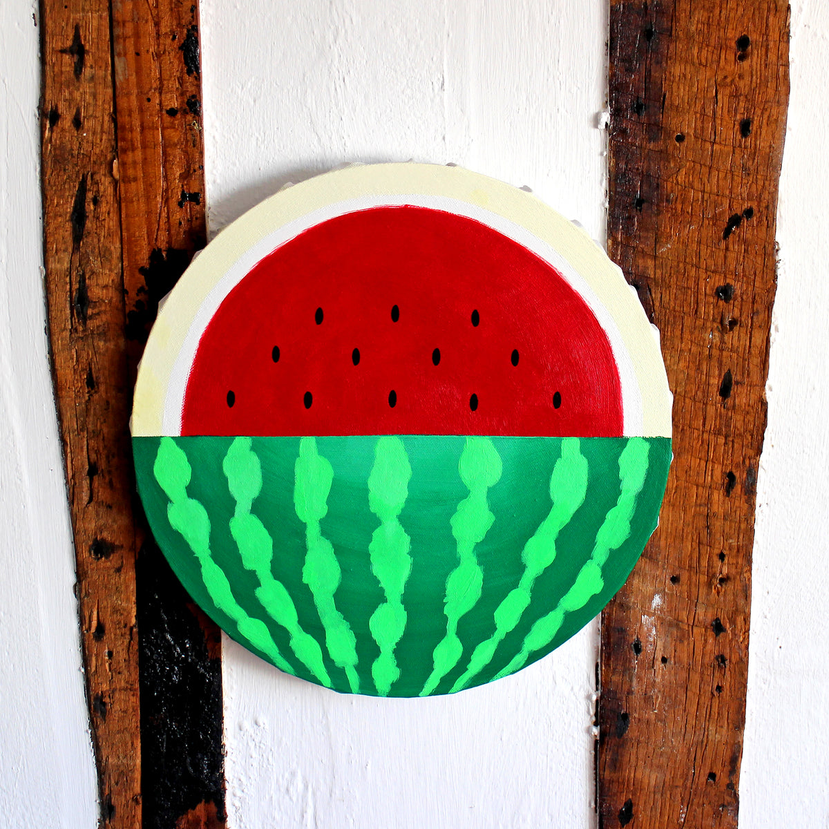 Watermelon Pop Art Painting on Circular Canvas
