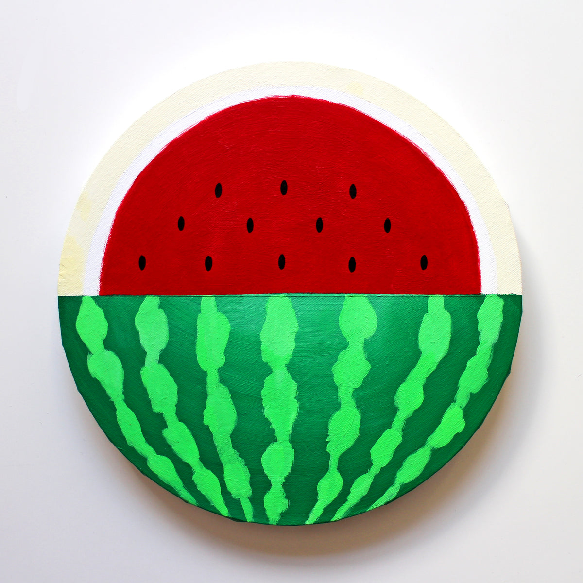 Watermelon Pop Art Painting on Circular Canvas