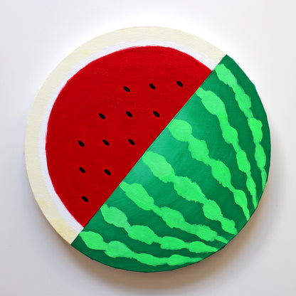 Watermelon Pop Art Painting on Circular Canvas