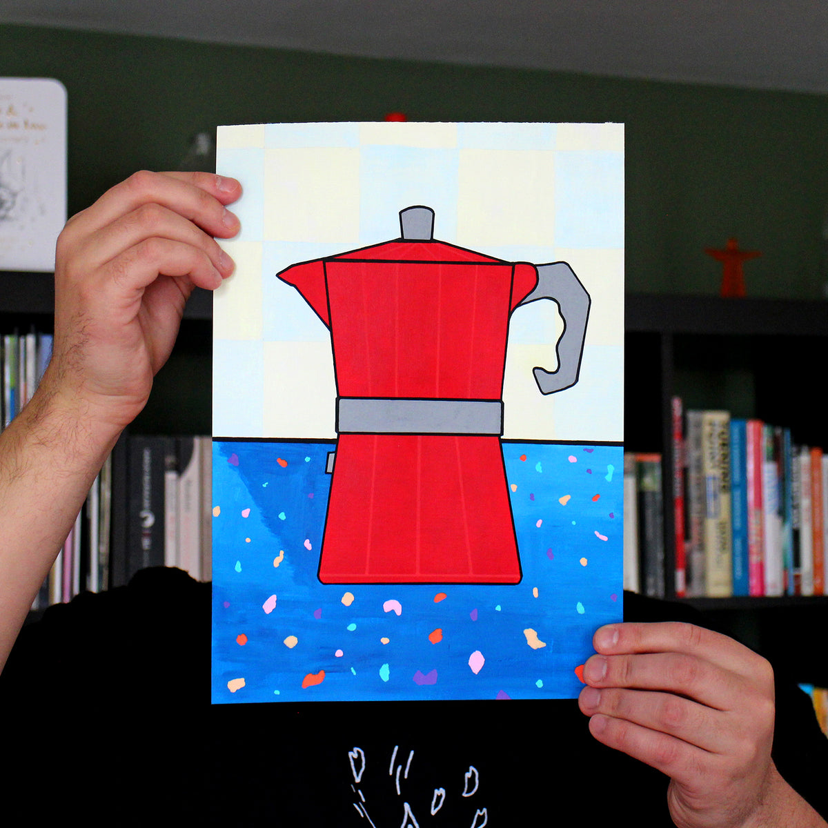 Coffee Pot In Terrazzo Kitchen Painting on A4 Paper