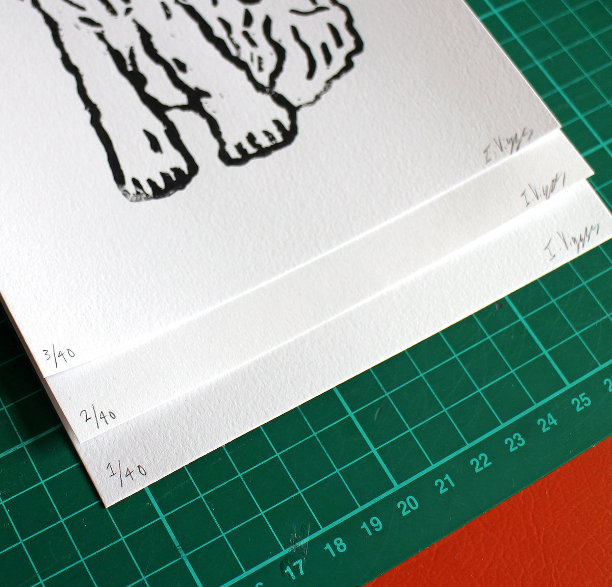 Wire Fox Terrier Dog Handmade Linocut Print