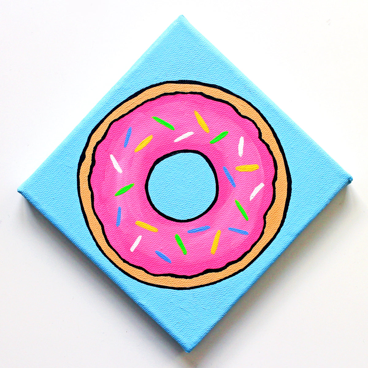 Donut Pop Art Painting On Square Canvas