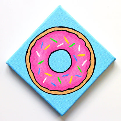 Donut Pop Art Painting On Square Canvas