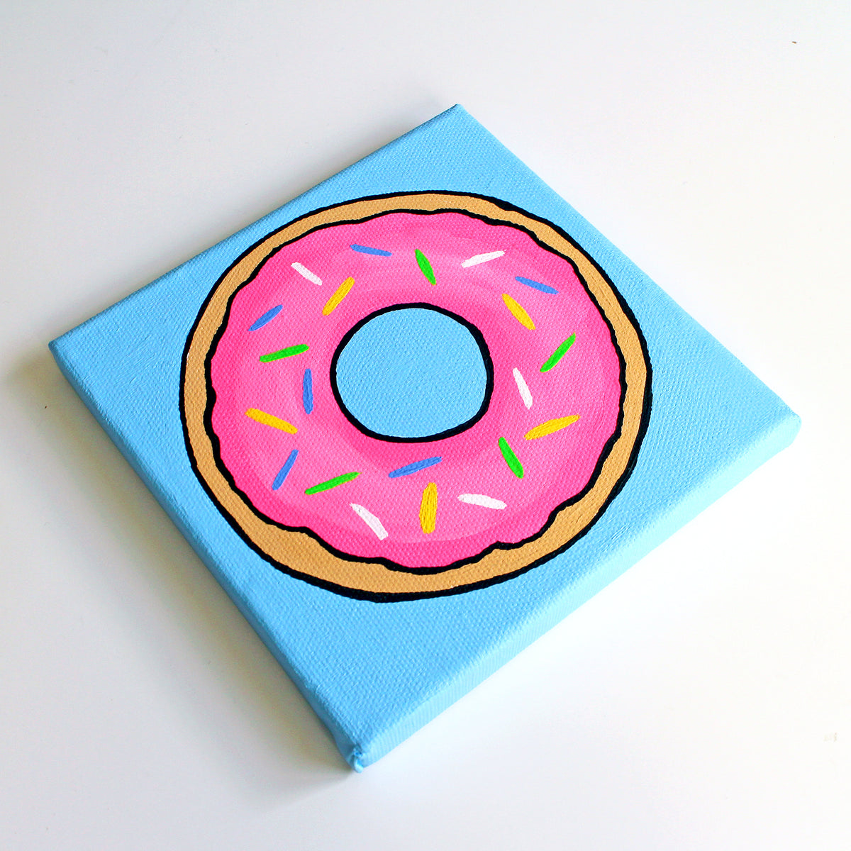 Donut Pop Art Painting On Square Canvas