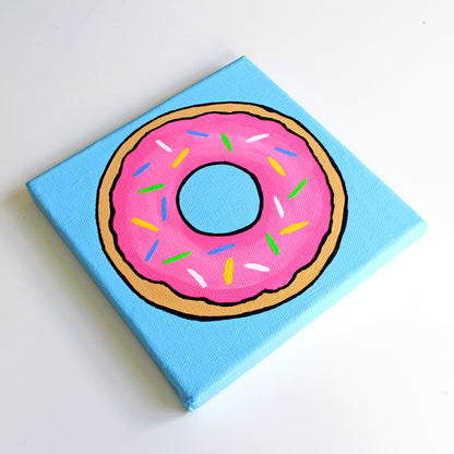 Donut Pop Art Painting On Square Canvas