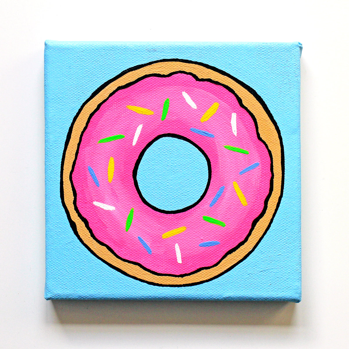 Donut Pop Art Painting On Square Canvas