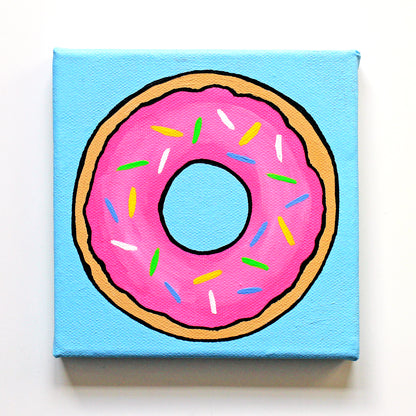 Donut Pop Art Painting On Square Canvas