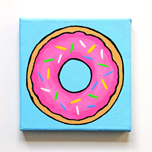 Donut Pop Art Painting On Square Canvas