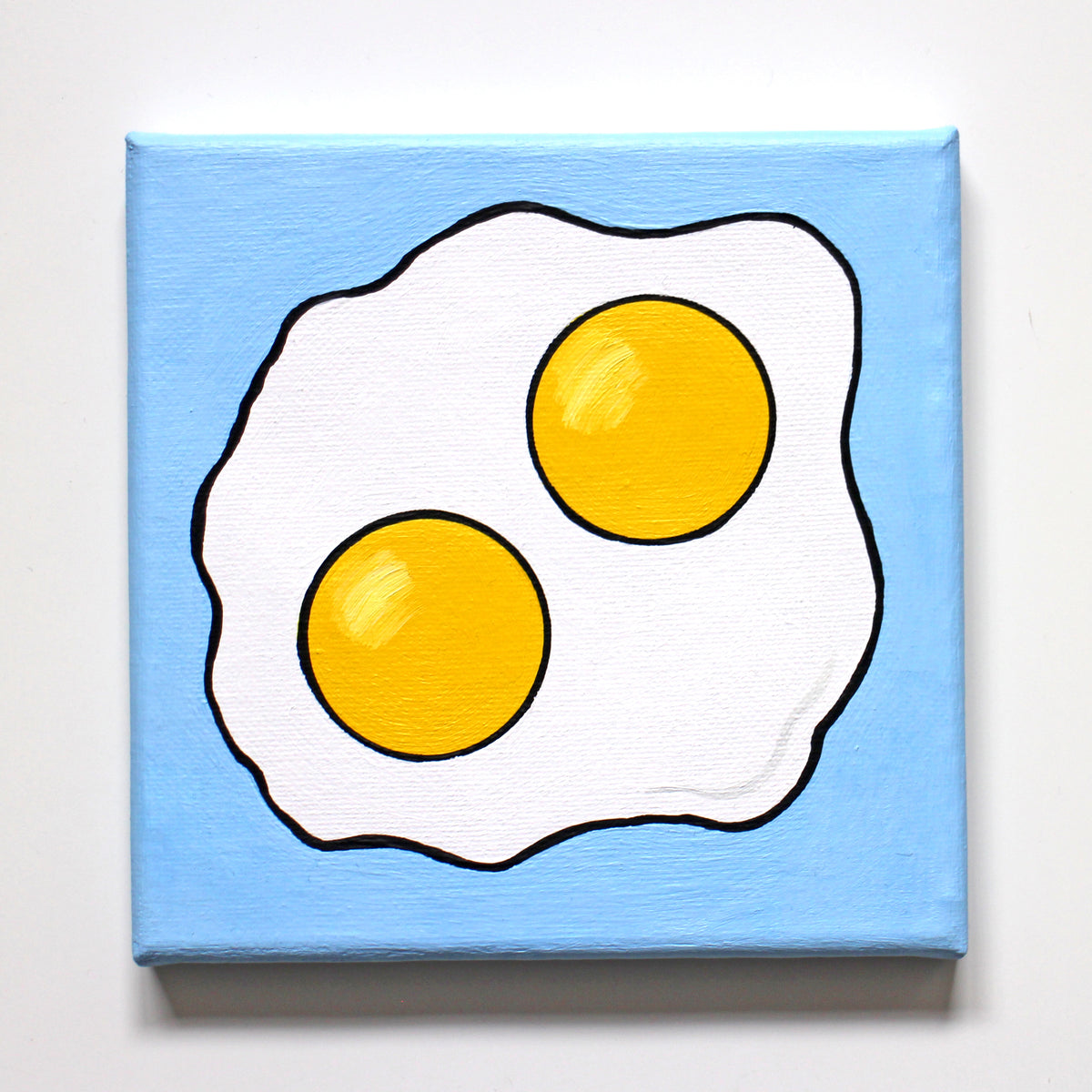 Fried Egg Double Yolk Pop Art Painting On Mini Canvas