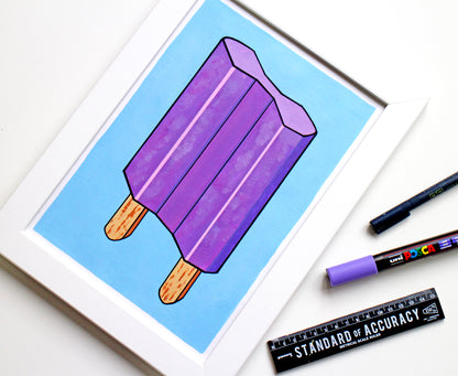 Double Popsicle Lolly Pop Art Painting On A4 Paper