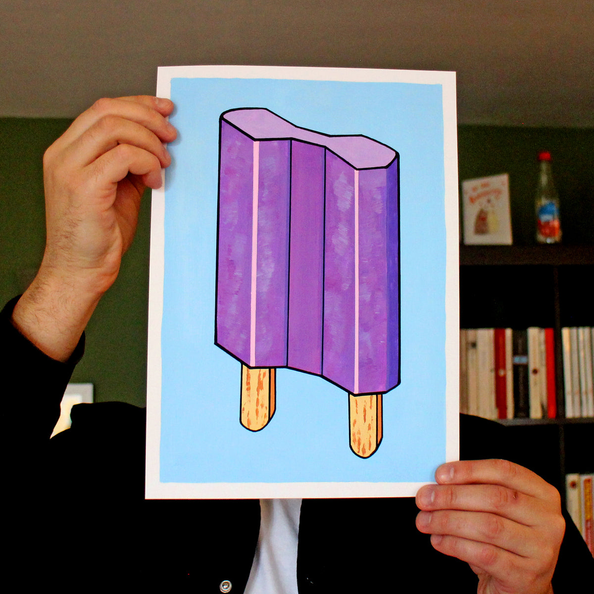 Double Popsicle Lolly Pop Art Painting On A4 Paper