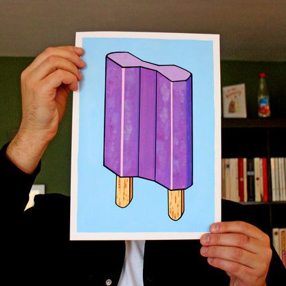 Double Popsicle Lolly Pop Art Painting On A4 Paper
