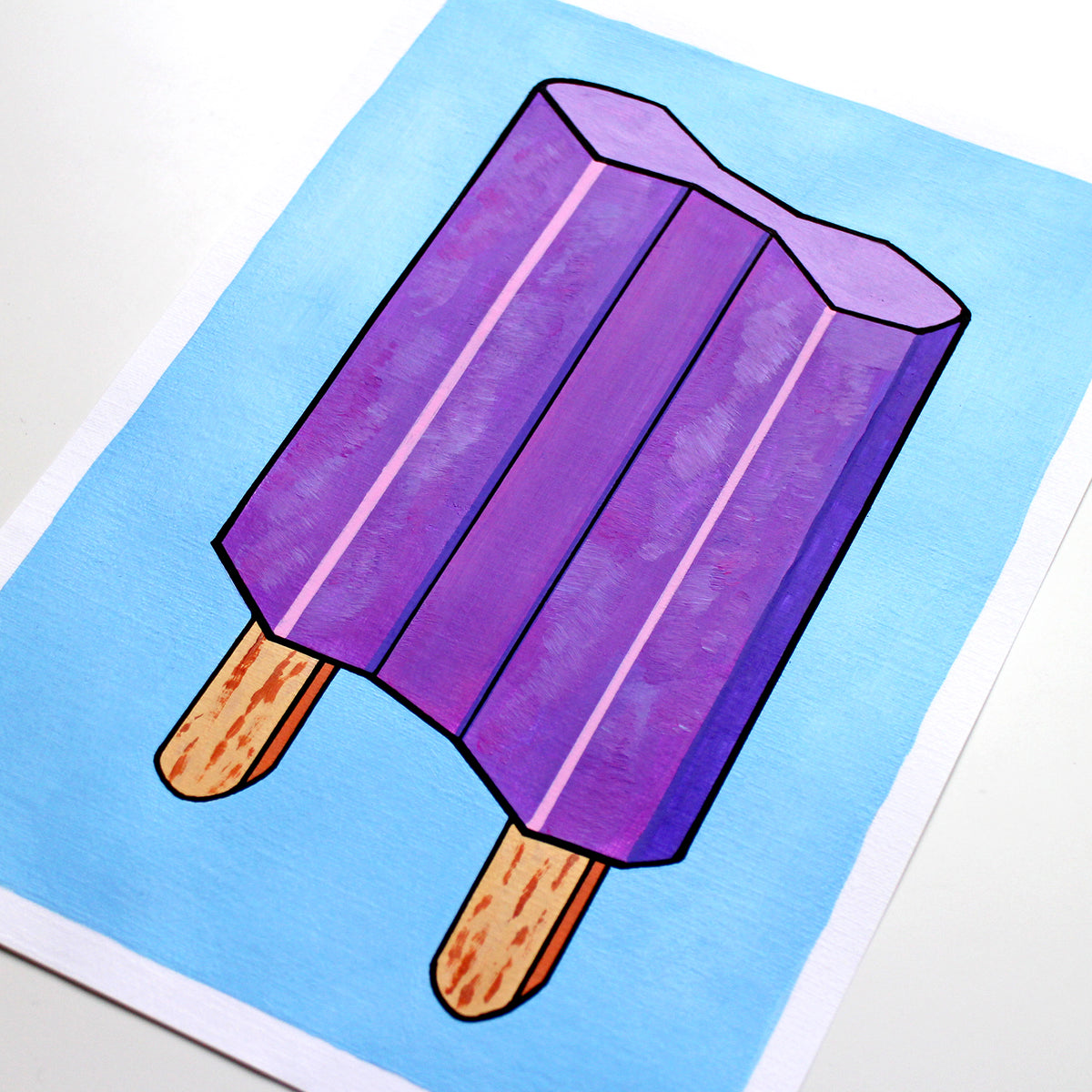 Double Popsicle Lolly Pop Art Painting On A4 Paper