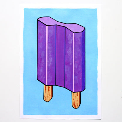 Double Popsicle Lolly Pop Art Painting On A4 Paper