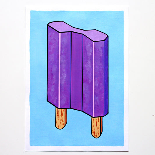 Double Popsicle Lolly Pop Art Painting On A4 Paper